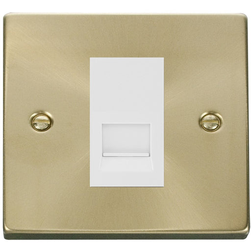 Click Deco Satin Brass Slave Telephone Socket VPSB125MWH Available from RS Electrical Supplies