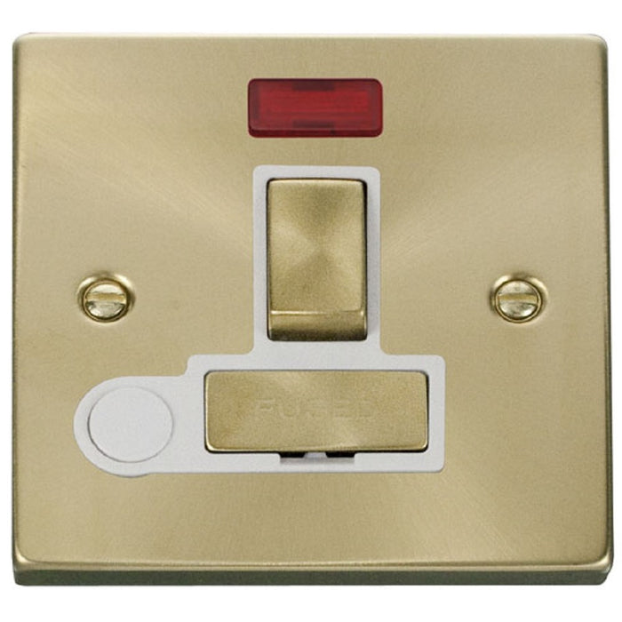 Click Deco Satin Brass 13A Switched Spur with Flex and Neon VPSB552WH Available from RS Electrical Supplies