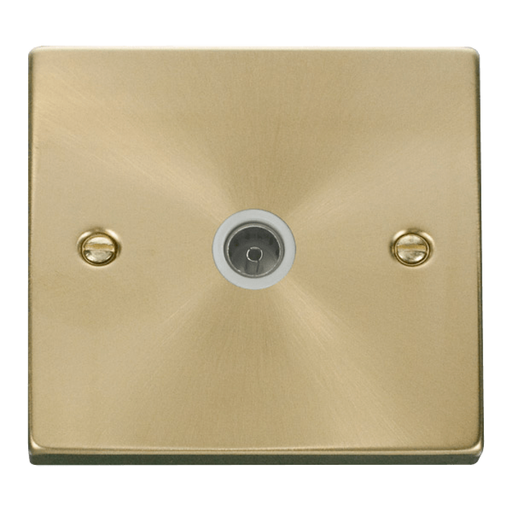 Click Deco Satin Brass TV Socket VPSB065WH Available from RS Electrical Supplies