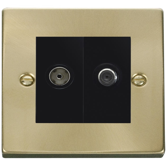 Click Deco Satin Brass TV and Satellite Socket VPSB170MBK Available from RS Electrical Supplies