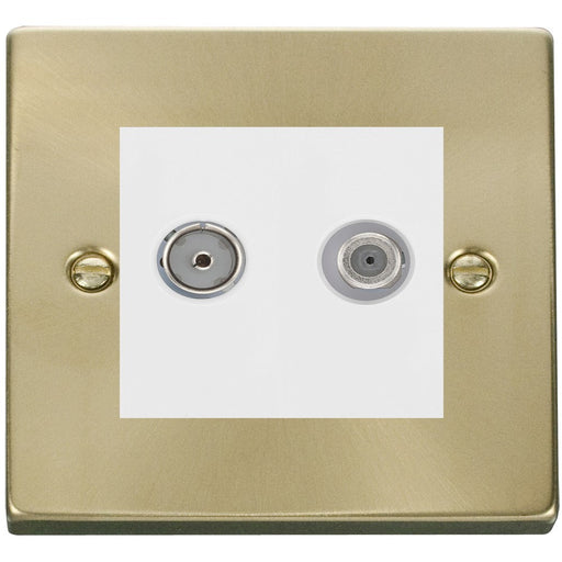 Click Deco Satin Brass TV and Satellite Socket VPSB157MWH Available from RS Electrical Supplies