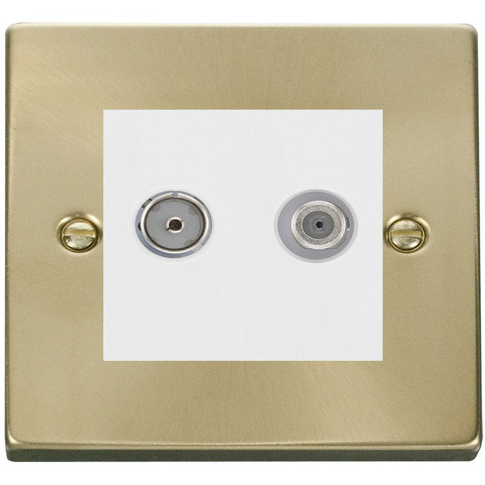 Click Deco Satin Brass TV and Satellite Socket VPSB170MWH Available from RS Electrical Supplies