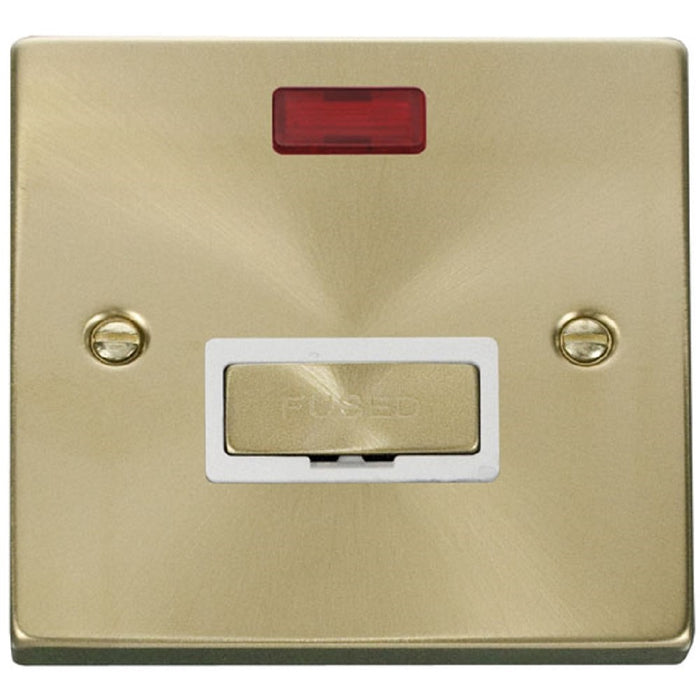 Click Deco Satin Brass 13A Unswitched Spur with Neon VPSB753WH Available from RS Electrical Supplies