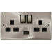 Click Deco Satin Chrome 13A Double Socket USB VPSC570BK Available from RS Electrical Supplies