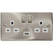 Click Deco Satin Chrome 13A Double Socket USB VPSC570WH Available from RS Electrical Supplies