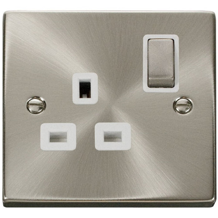 Click Deco Satin Chrome 13A Single Socket VPSC535WH Available from RS Electrical Supplies