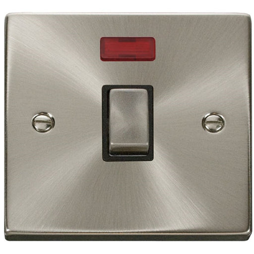 Click Deco Satin Chrome 20A Double Pole Switch Neon VPSC723BK Available from RS Electrical Supplies