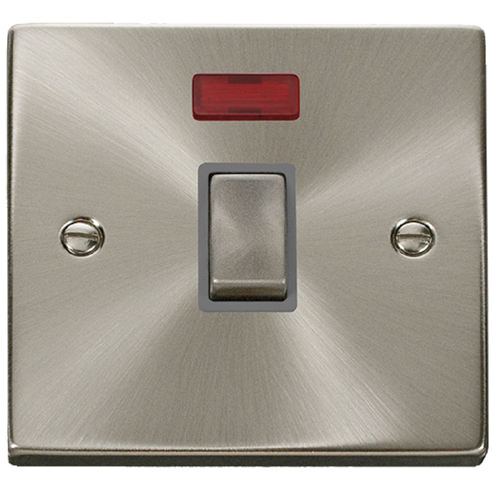 Click Deco Satin Chrome 20A Double Pole Switch Neon VPSC723GY Available from RS Electrical Supplies