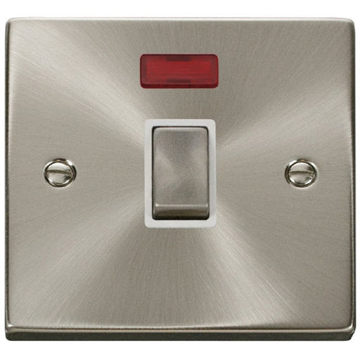 Click Deco Satin Chrome 20A Double Pole Switch Neon VPSC723WH Available from RS Electrical Supplies