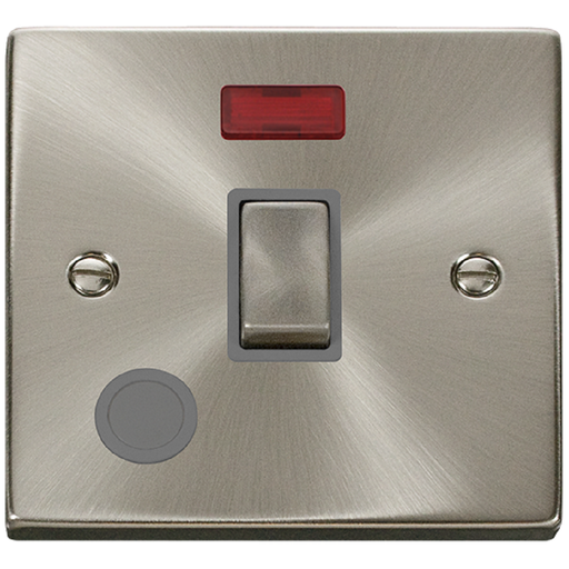 Click Deco Satin Chrome 20A Double Pole Switch with Neon and Flex VPSC523GY Available from RS Electrical Supplies