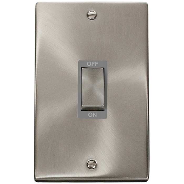 Click Deco Satin Chrome 45A Cooker Switch VPSC502GY Available from RS Electrical Supplies