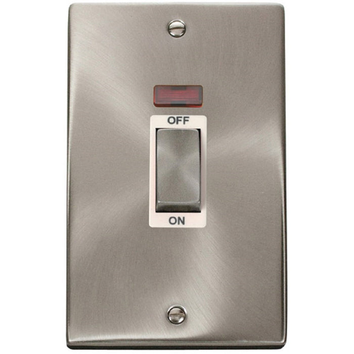 Click Deco Satin Chrome 45A Cooker Switch with Neon VPSC503WH Available from RS Electrical Supplies