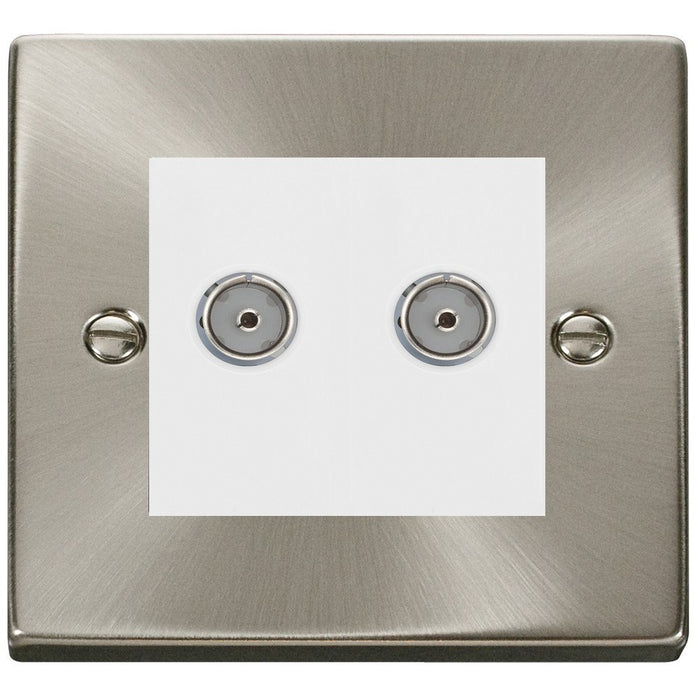 Click Deco Satin Chrome Double Isolated Coax Socket VPSC159MWH Available from RS Electrical Supplies