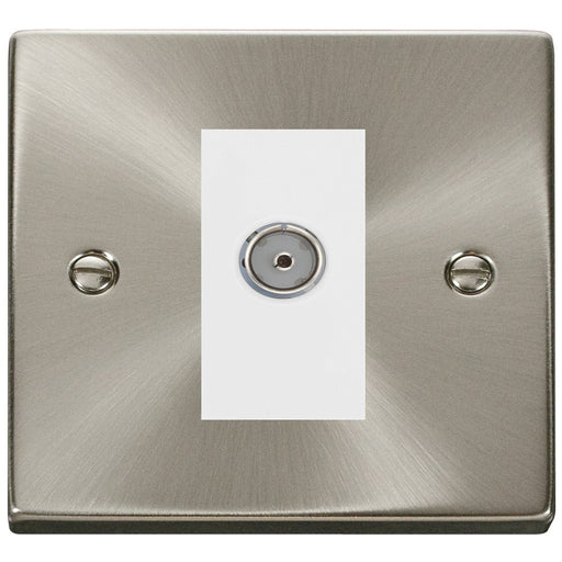 Click Deco Satin Chrome Isolated Coax Socket VPSC158MWH Available from RS Electrical Supplies