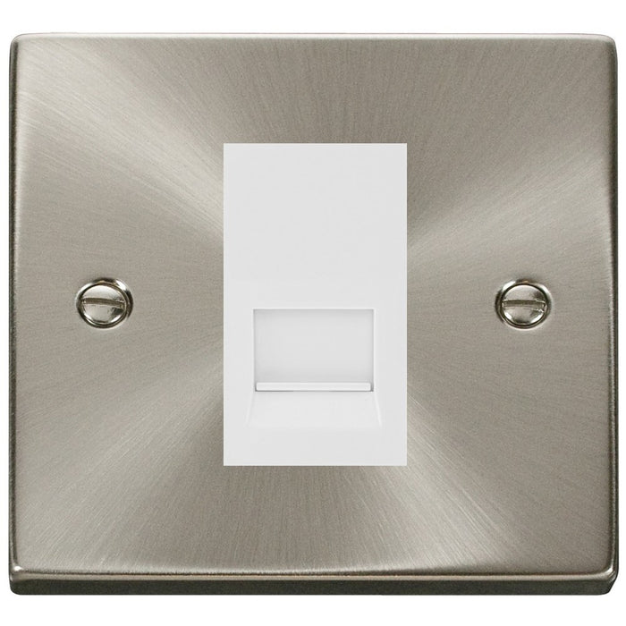 Click Deco Satin Chrome Master Telephone Socket VPSC120MWH Available from RS Electrical Supplies