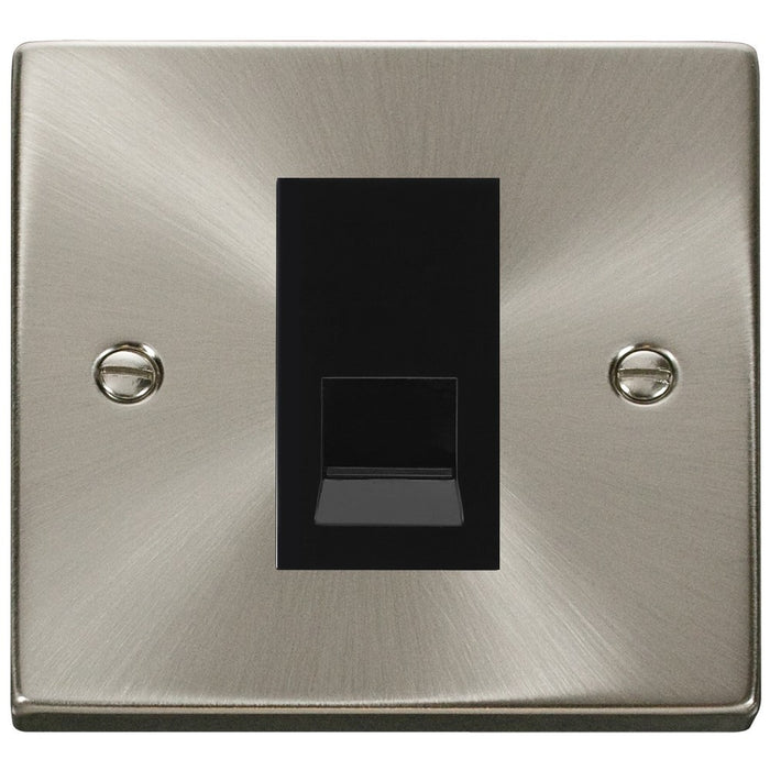 Click Deco Satin Chrome Slave Telephone Socket VPSC125MBK Available from RS Electrical Supplies