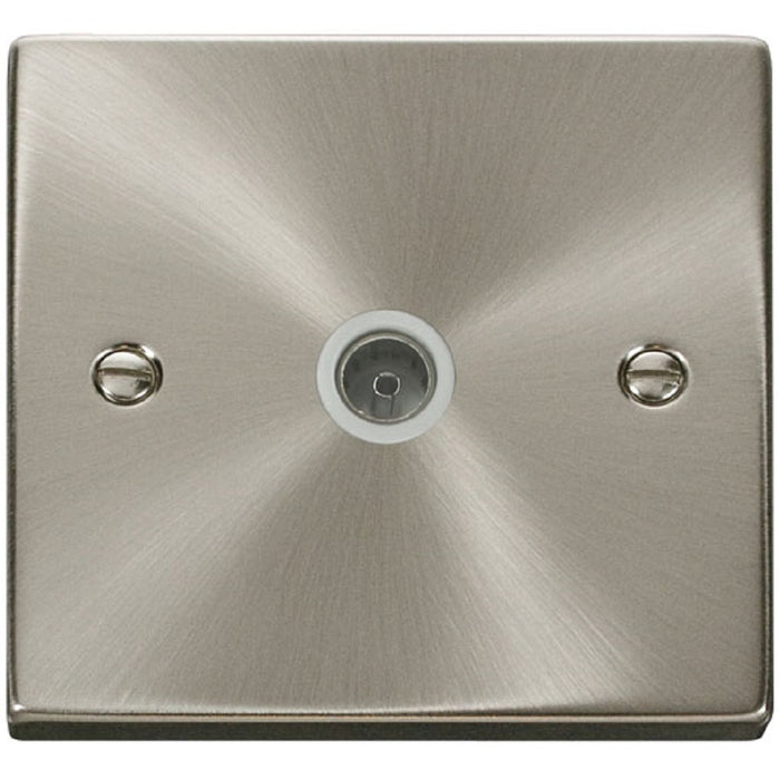 Click Deco Satin Chrome TV Socket VPSC065WH Available from RS Electrical Supplies