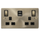 Click Deco Antique Brass 13A Double A+C USB Socket VPAB586BK Available from RS Electrical Supplies