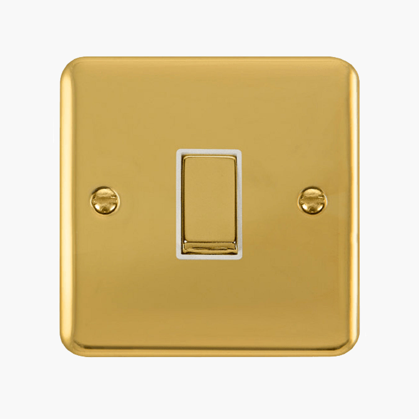 Click Deco Plus Polished Brass white insert light switches available from RS Electrical Supplies