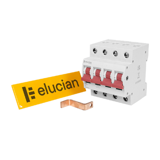 Elucian 3 Phase 4 Pole 125A Main Switch Kit For 4 and 6 Way Boards TPMS4125KS available from RS Electrical Supplies