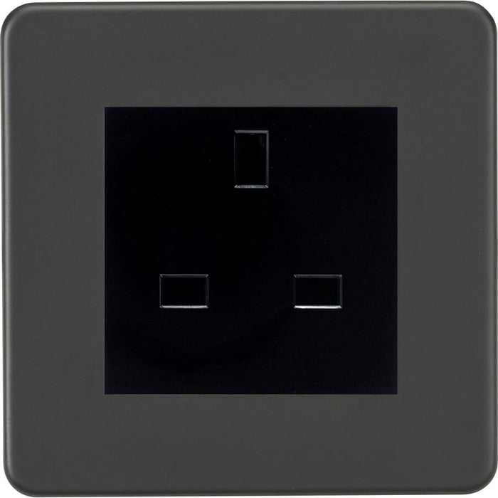 Knightsbridge Screwless Anthracite 13A Unswitched Socket SF13AMAT Available from RS Electrical Supplies