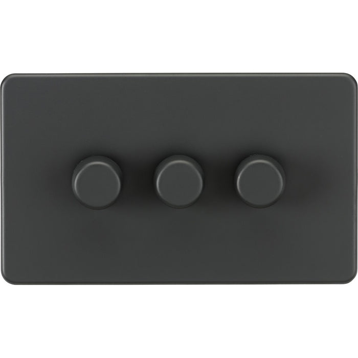 Knightsbridge Screwless Anthracite 3G Dimmer Switch SF2193AT Available from RS Electrical Supplies