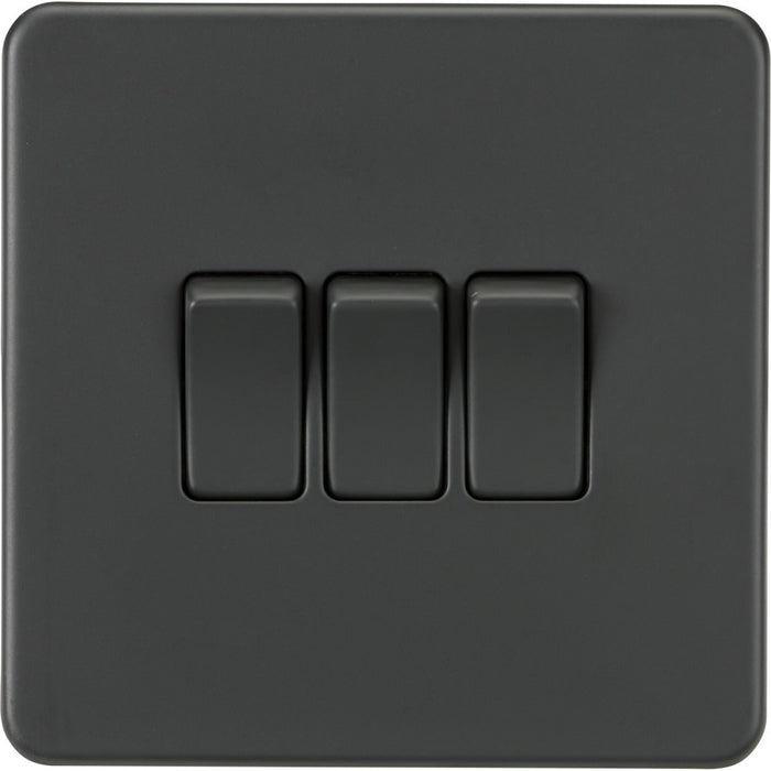 Knightsbridge Screwless Anthracite 3G Light Switch SF4000AT Available from RS Electrical Supplies