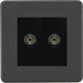 Knightsbridge Screwless Anthracite Double TV Socket SF0200MAT Available from RS Electrical Supplies