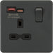 Knightsbridge Screwless Anthracite Single A+C USB Socket SFR9919AT Available from RS Electrical Supplies