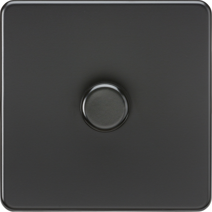 Knightsbridge Screwless Matt Black 1G Dimmer Switch SF2191MBB Available from RS Electrical 