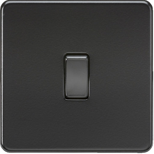 Knightsbridge Screwless Matt Black 1G Light Switch SF2000MBB Available from RS Electrical 