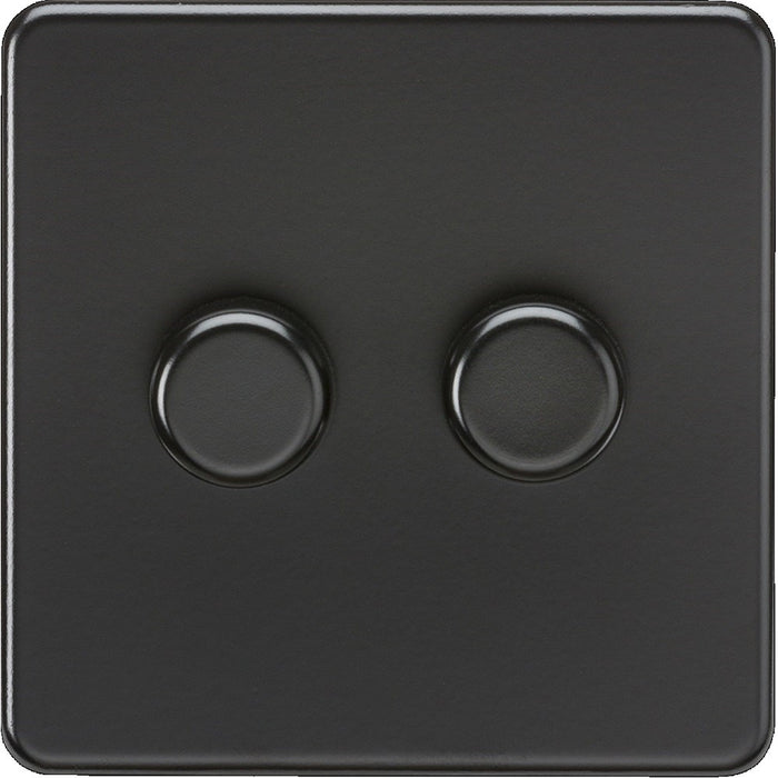 Knightsbridge Screwless Matt Black 2G Dimmer Switch SF2192MBB Available from RS Electrical 