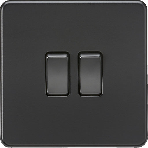 Knightsbridge Screwless Matt Black 2G Intermediate Light Switch SF1202MBB Available from RS Electrical 