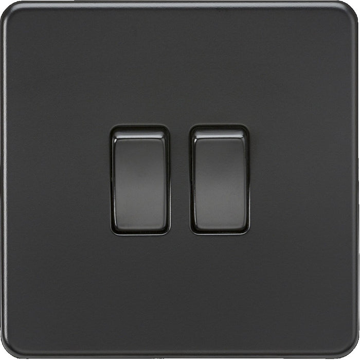 Knightsbridge Screwless Matt Black 2G Light Switch SF3000MBB Available from RS Electrical 