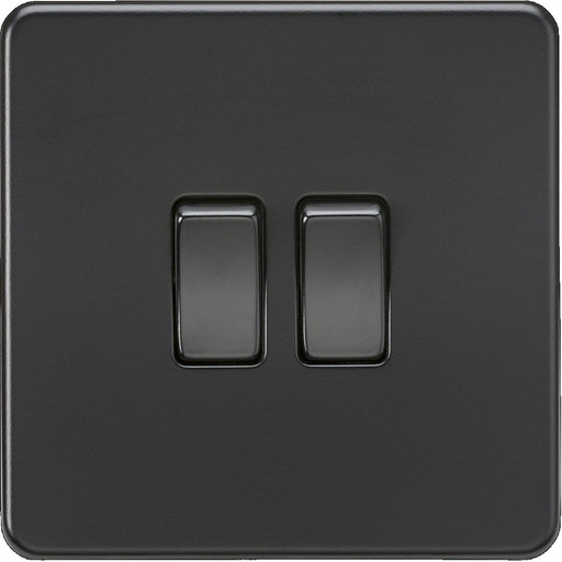 Knightsbridge Screwless Matt Black 2G Light Switch SF3000MBB Available from RS Electrical 