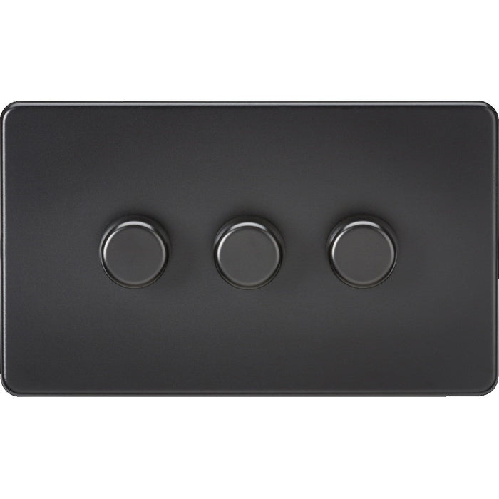 Knightsbridge Screwless Matt Black 3G Dimmer Switch SF2193MBB Available from RS Electrical 