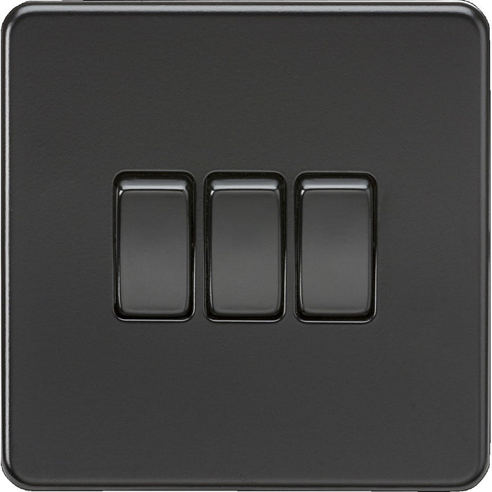 Knightsbridge Screwless Matt Black 3G Light Switch SF4000MBB Available from RS Electrical 