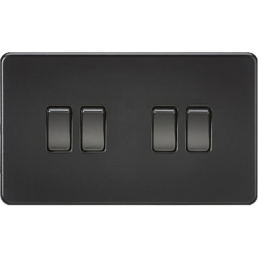 Knightsbridge Screwless Matt Black 4G Light Switch SF4100MBB Available from RS Electrical 