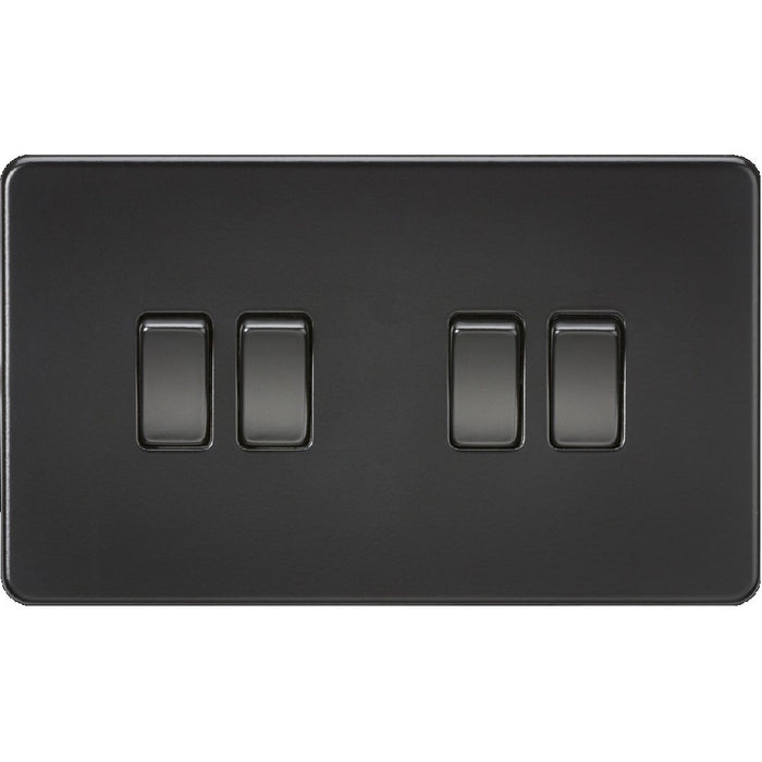 Knightsbridge Screwless Matt Black 4G Light Switch SF4100MBB Available from RS Electrical 