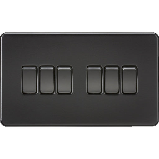 Knightsbridge Screwless Matt Black 6G Light Switch SF4200MBB Available from RS Electrical 