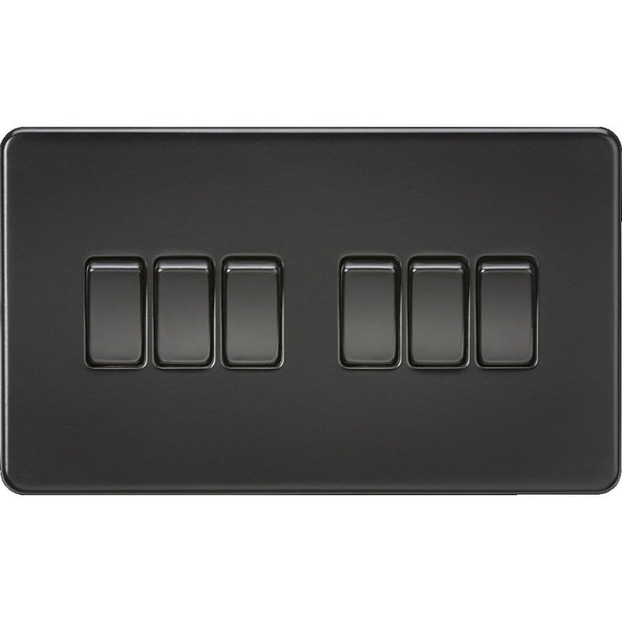 Knightsbridge Screwless Matt Black 6G Light Switch SF4200MBB Available from RS Electrical 