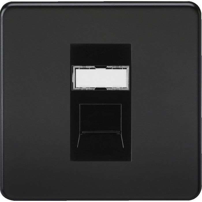 Knightsbridge Screwless Matt Black Cat5 Data Socket SFRJ45MMBB Available from RS Electrical 