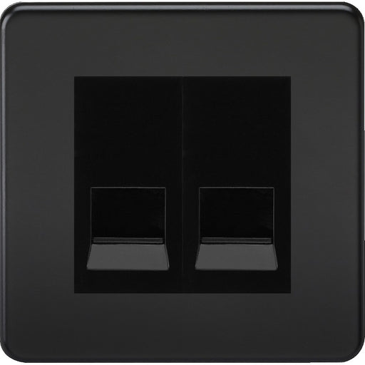 Knightsbridge Screwless Matt Black Double Master Telephone Socket SF7320MMBB Available from RS Electrical 