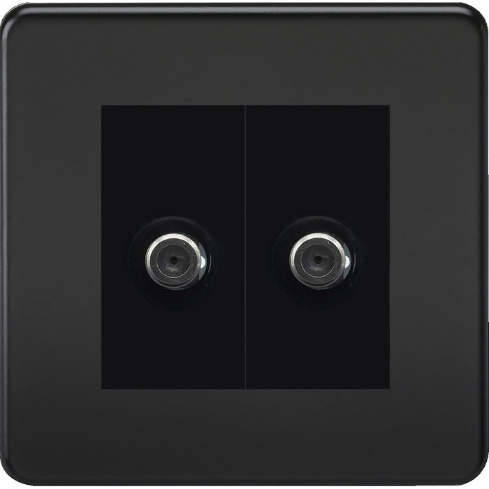 Knightsbridge Screwless Matt Black Double Satellite Socket SF0250MMBB Available from RS Electrical 