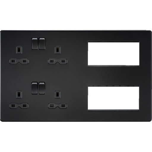 Knightsbridge Screwless Matt Black Double Socket Combination Plate SFR298MBB Available from RS Electrical 