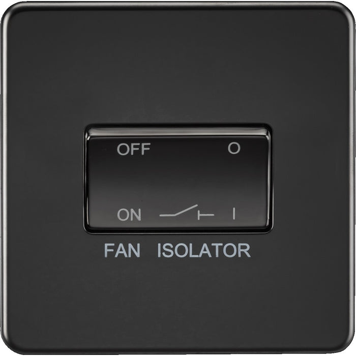 Knightsbridge Screwless Matt Black Fan Isolator Socket SF1100MBB Available from RS Electrical 