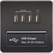 Knightsbridge Screwless Matt Black Quadruple USB Charger SFQUADMB Available from RS Electrical 