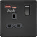 Knightsbridge Screwless Matt Black Single A+C USB Socket SFR9919MBB Available from RS Electrical 