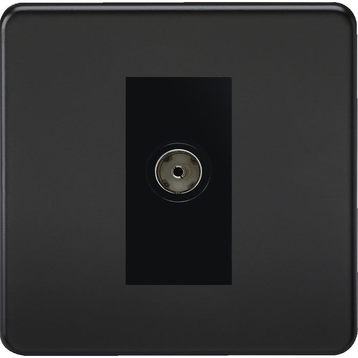 Knightsbridge Screwless Matt Black TV Socket SF0100MMBB Available from RS Electrical 