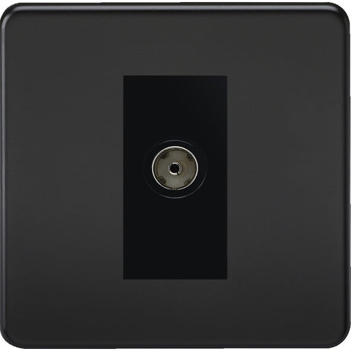 Knightsbridge Screwless Matt Black TV Socket SF0100MMBB Available from RS Electrical 